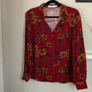 JustFab  Button Down Long Sleeve Blouse